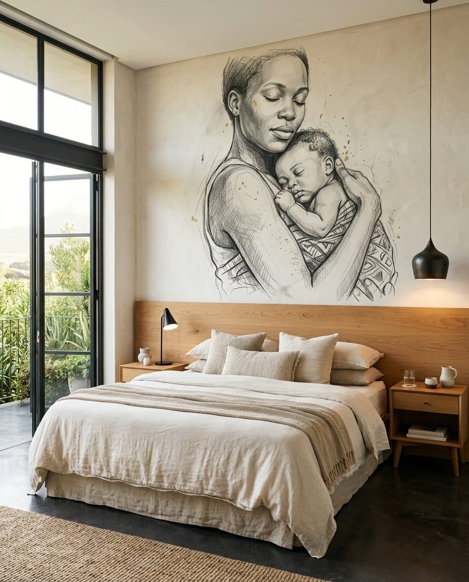17 bedroom cradling mother - Wallpaper
