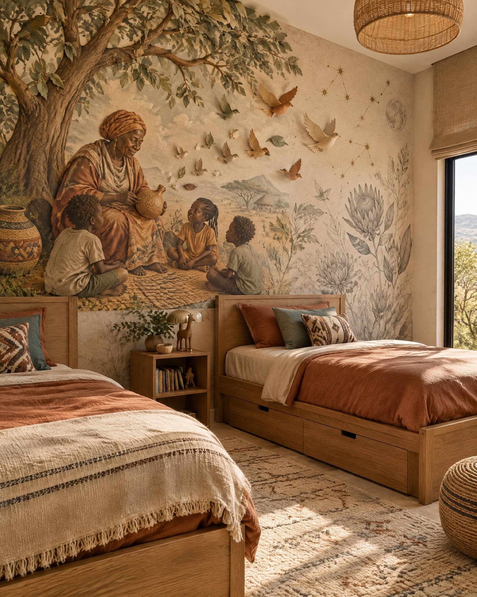 African Storyteller Heritage Mural - Wallpaper in room