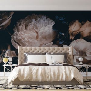 Bedroom--Wallpaper---Flowers---Peony