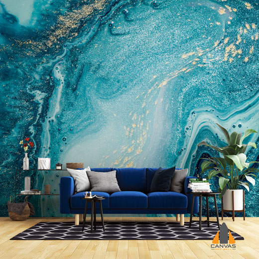 Blue and Gold Marble Wallpaper | Canvas and Wall South Africa